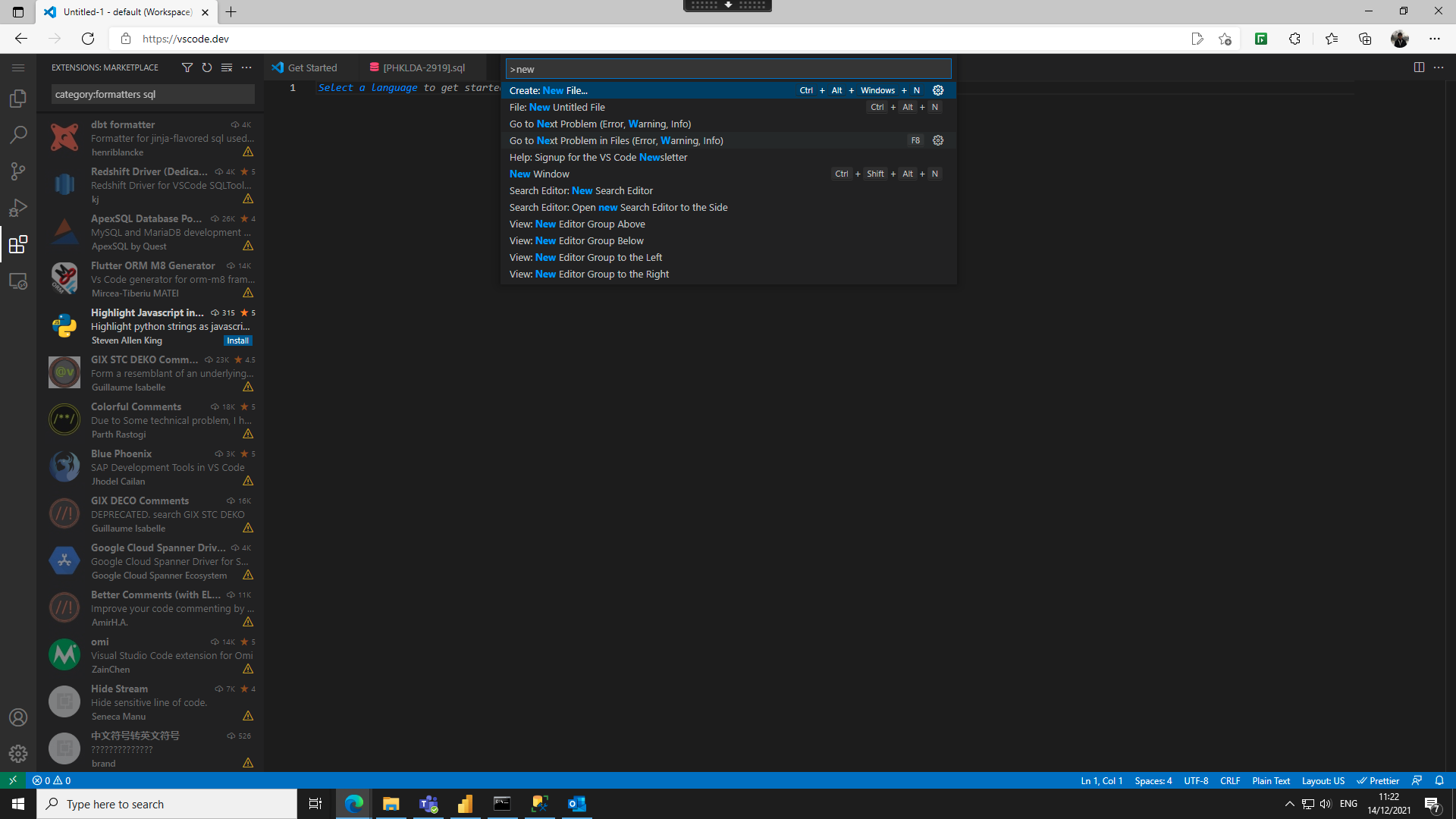 [vscode.dev] "New File" shortcut shown in menu is incorrect · Issue ...
