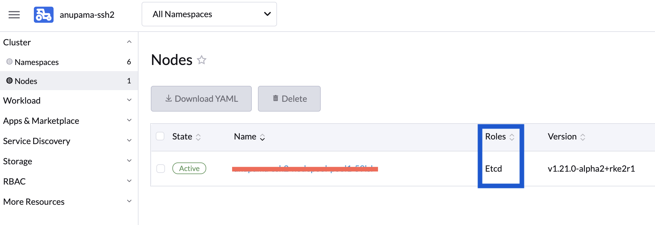 v2 cluster have only etcd as the role even when all roles are enabled ...