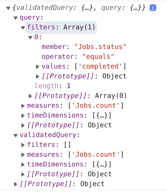 validatedQuery returns empty filters array · Issue #3901 · cube-js/cube ...