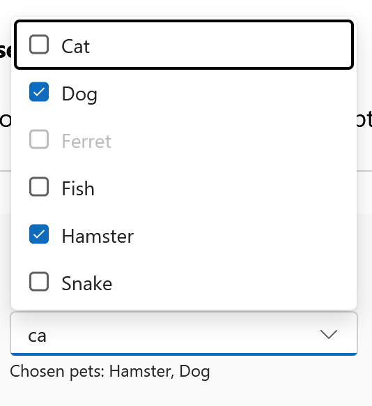 feat Multiselect Combobox does not display selected options in the