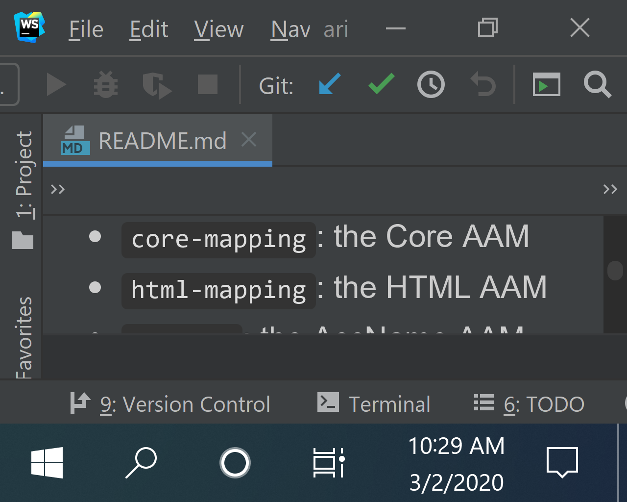 The most basic WebStorm editor view, showing the code editor with all panels collapsed or hidden