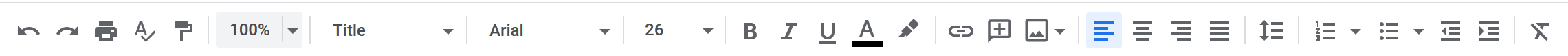 screenshot of Google Docs main toolbar