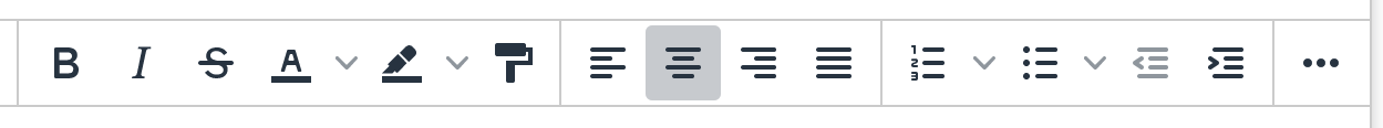 screenshot of the Tiny MCE editor's text formatting toolbar