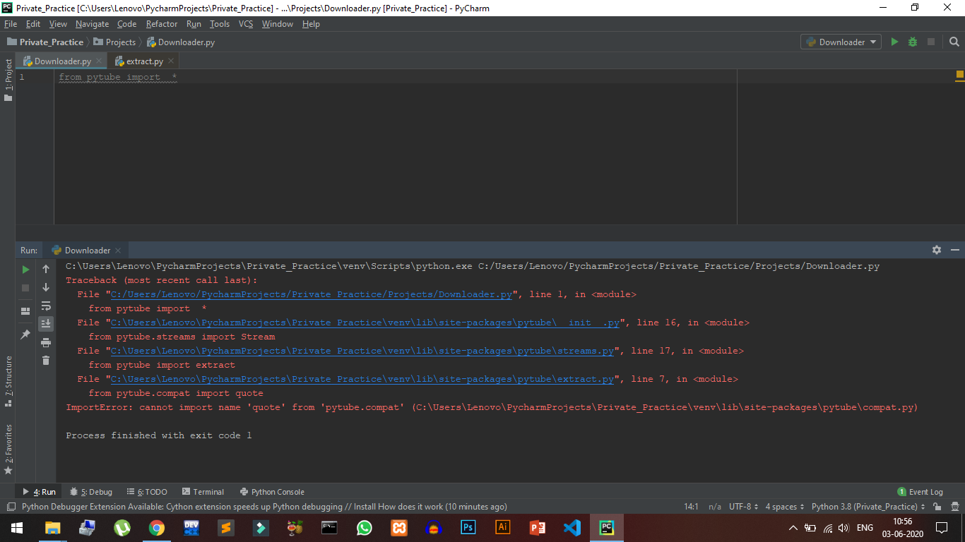 unable to import pytube · Issue #469 · pytube/pytube · GitHub