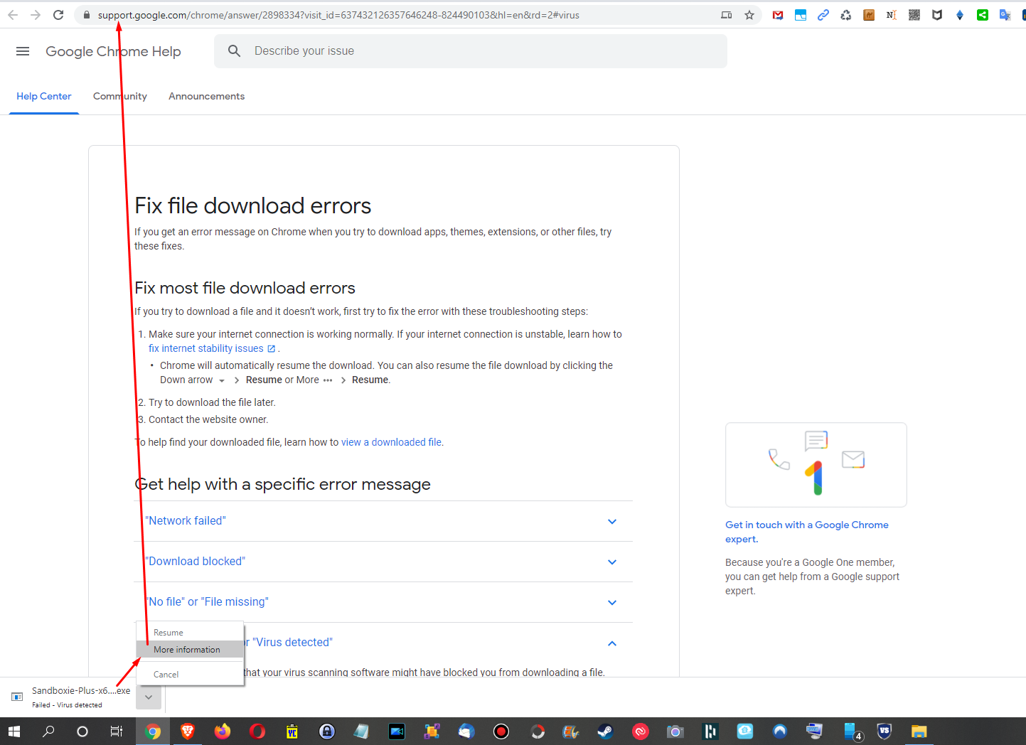Chrome scanner says failed download Virus detected (x64 v0.5) · Issue