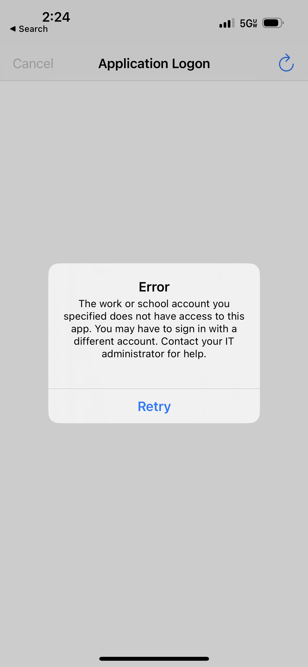 Customer is unable to sign in on initial app launch when APP is applied