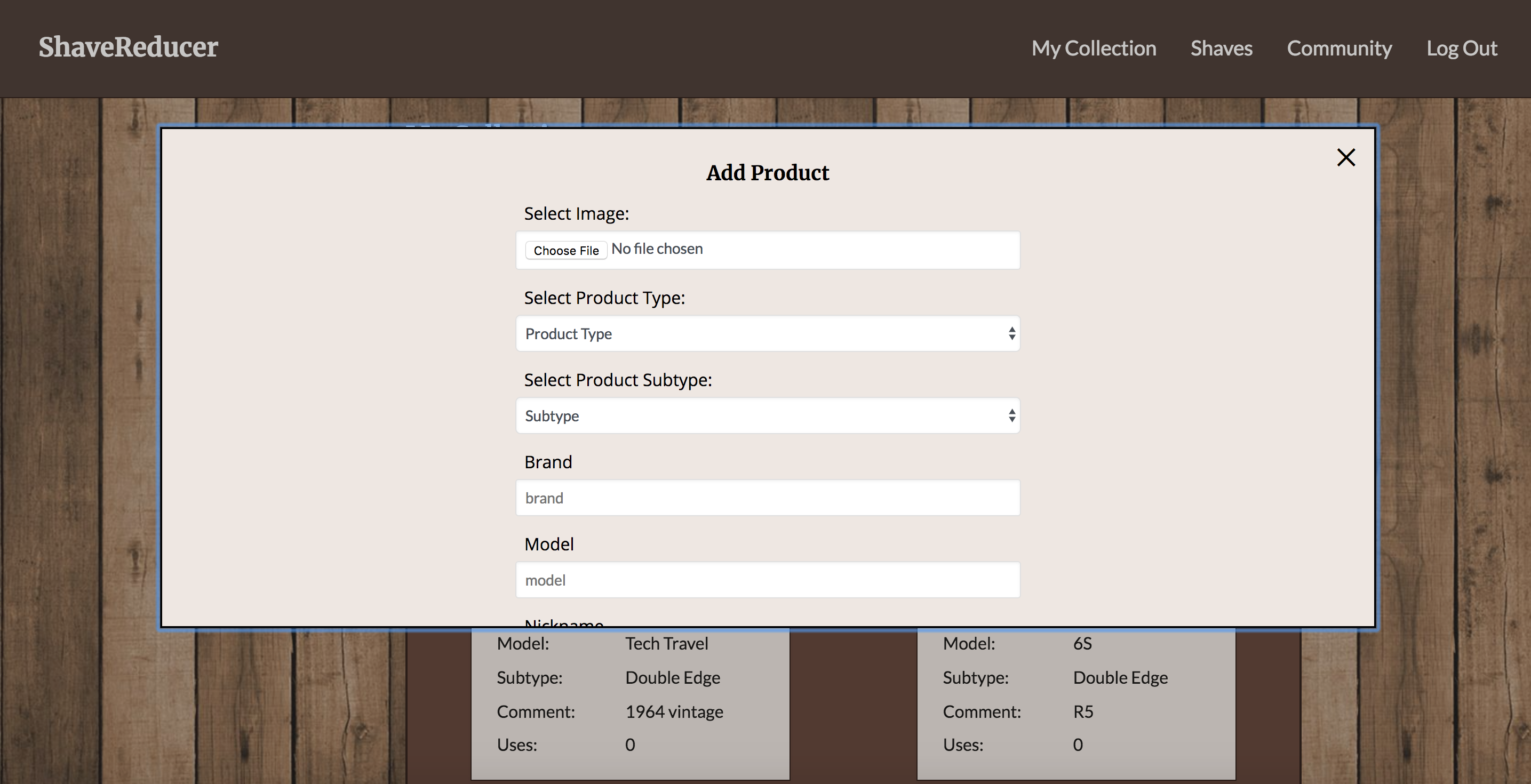 Add product form screenshot