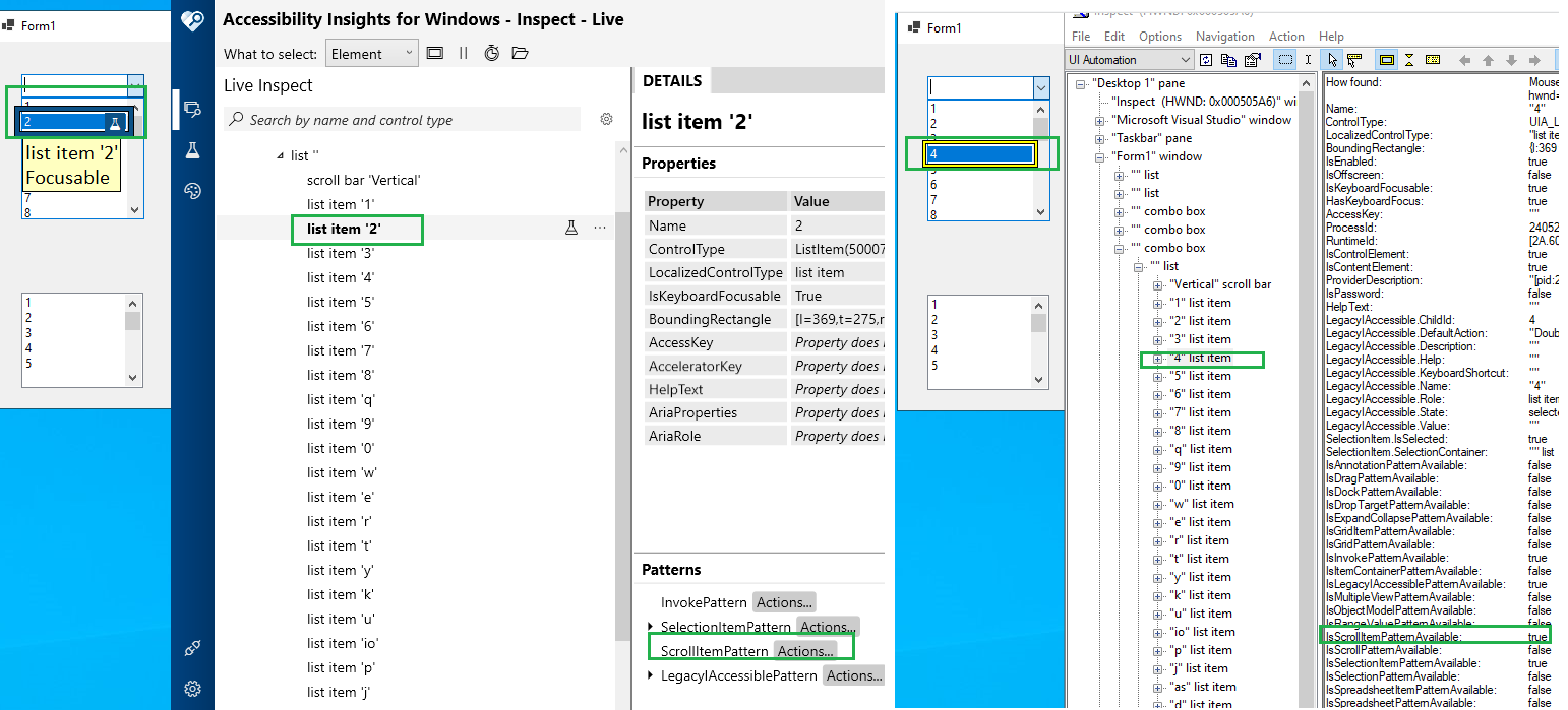 AccessibilityInsights ComboBox items should support ScrollItem Pattern