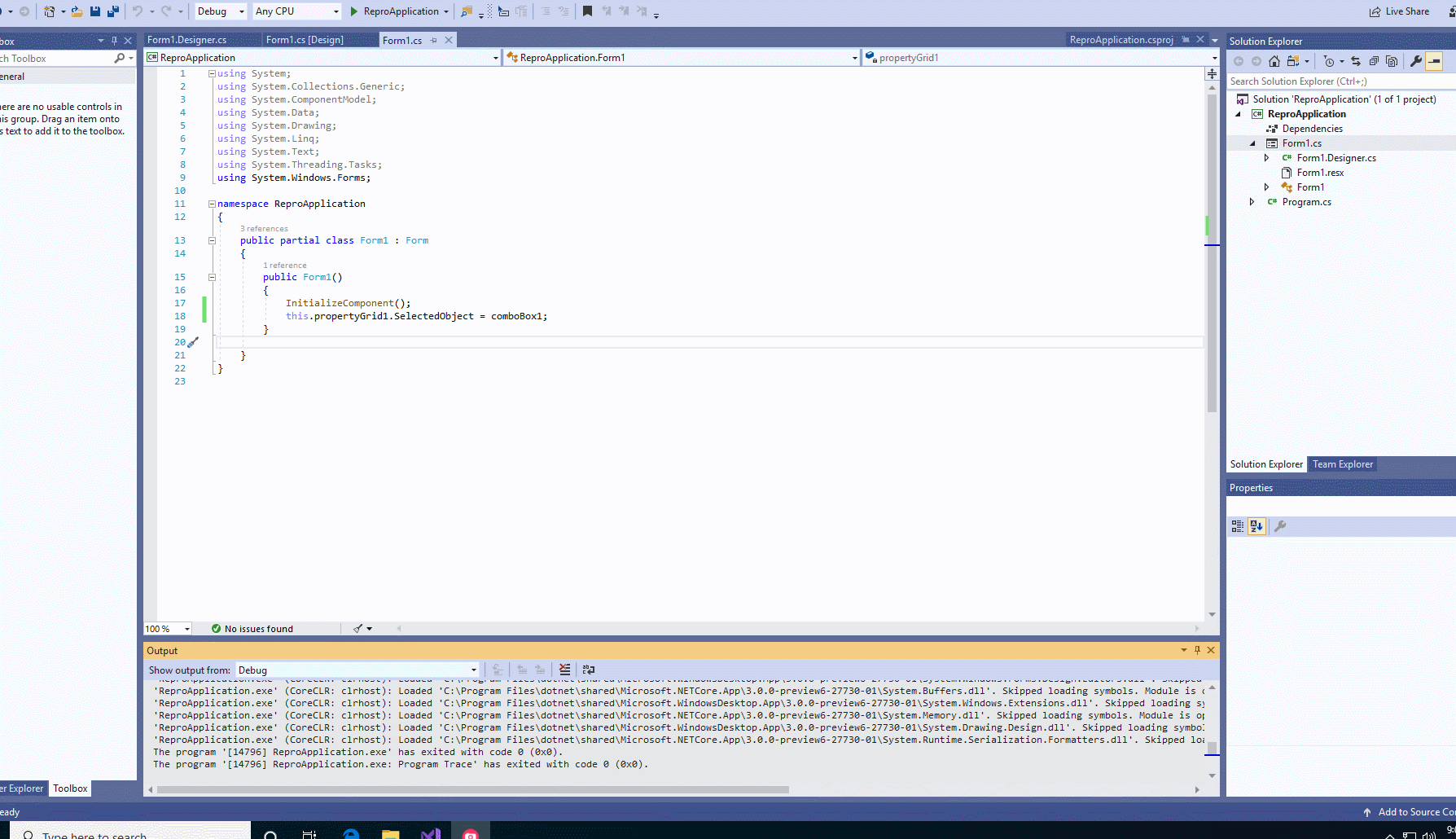 PropertyGrid: dropdown list is empty after expanding properties for the ...