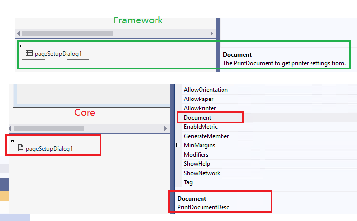 The description of 'Document' property of PageSetupDialog control ...