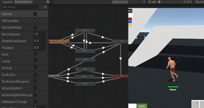 Game Fall Animation Animator not switched to
