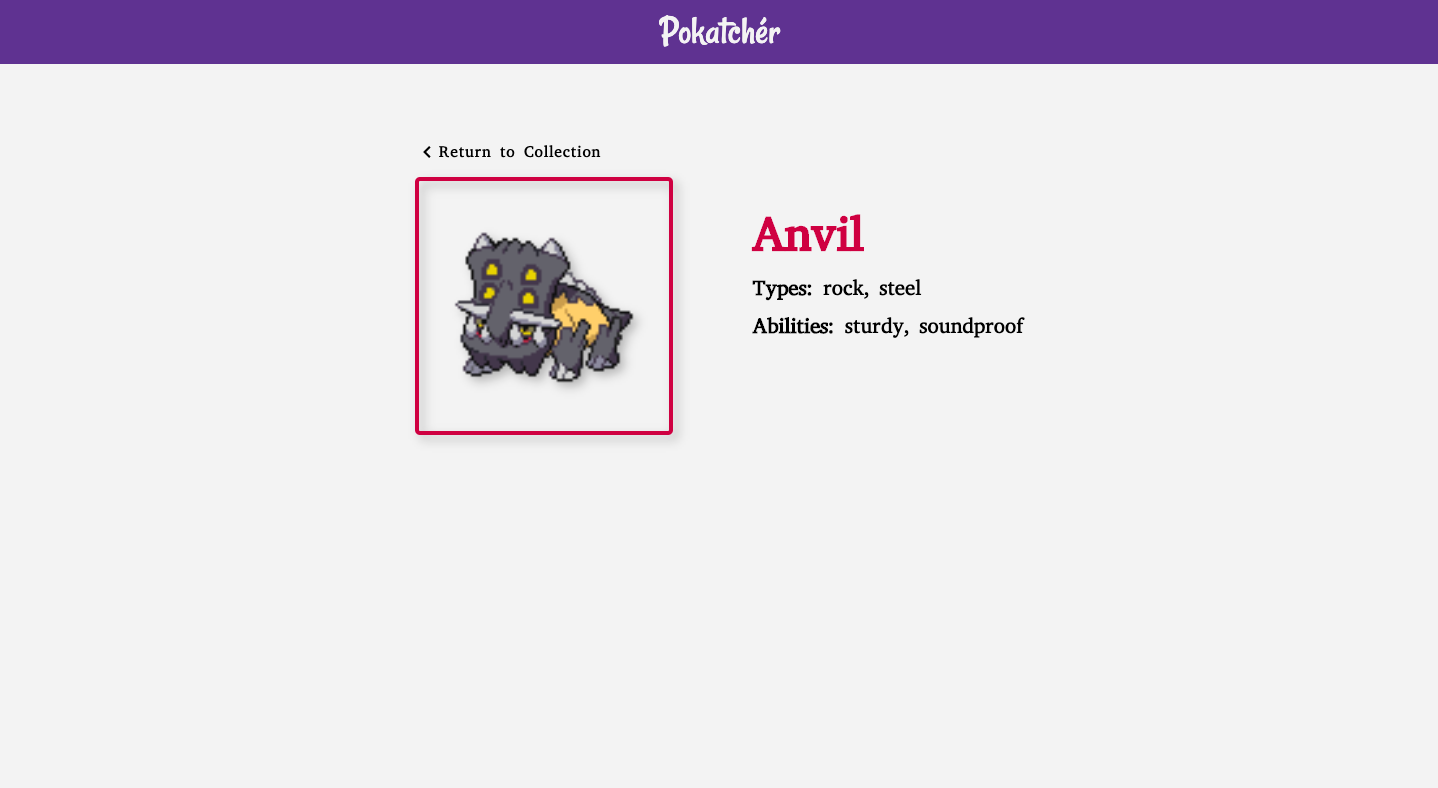 Featured Page Featured Page - Displays featured Pokemon with name, types and abilities