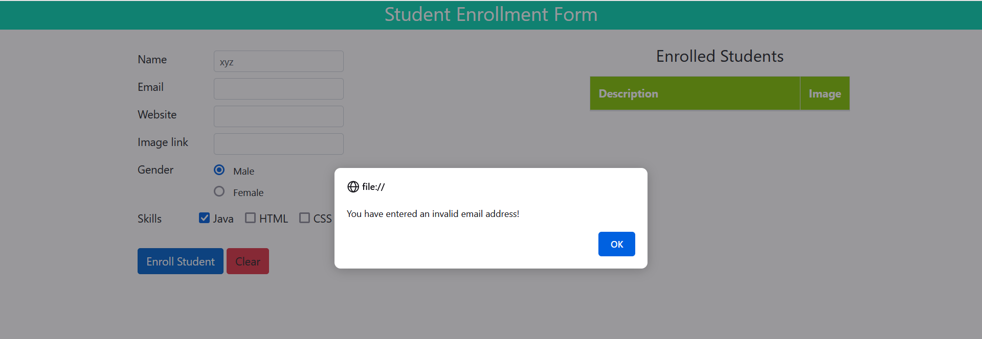 GitHub - takshat251/StudentEnrollmentForm