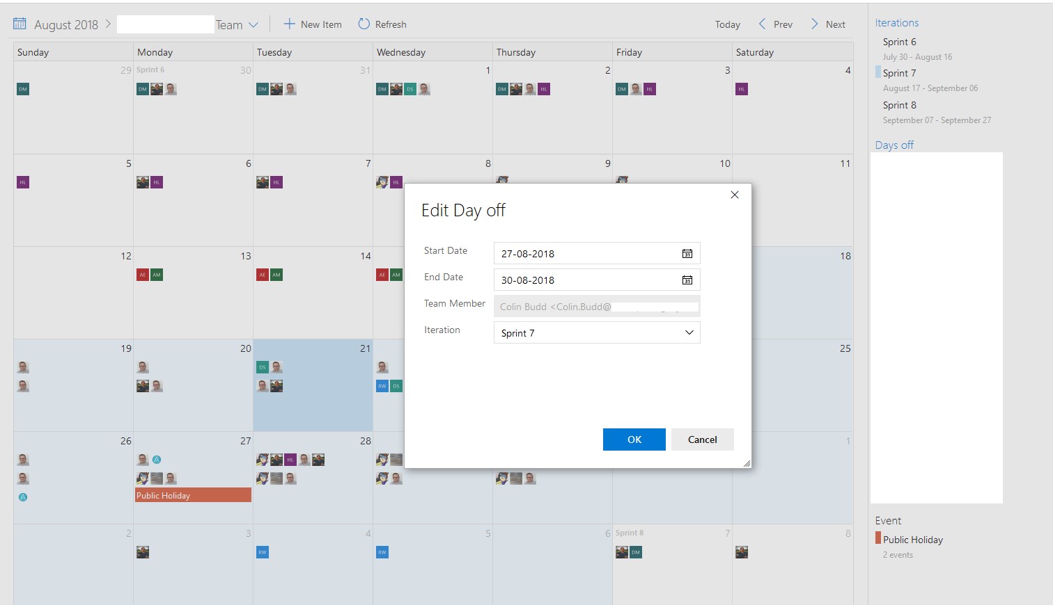 Corrupt calendar entries after changing sprint dates (cannot remove