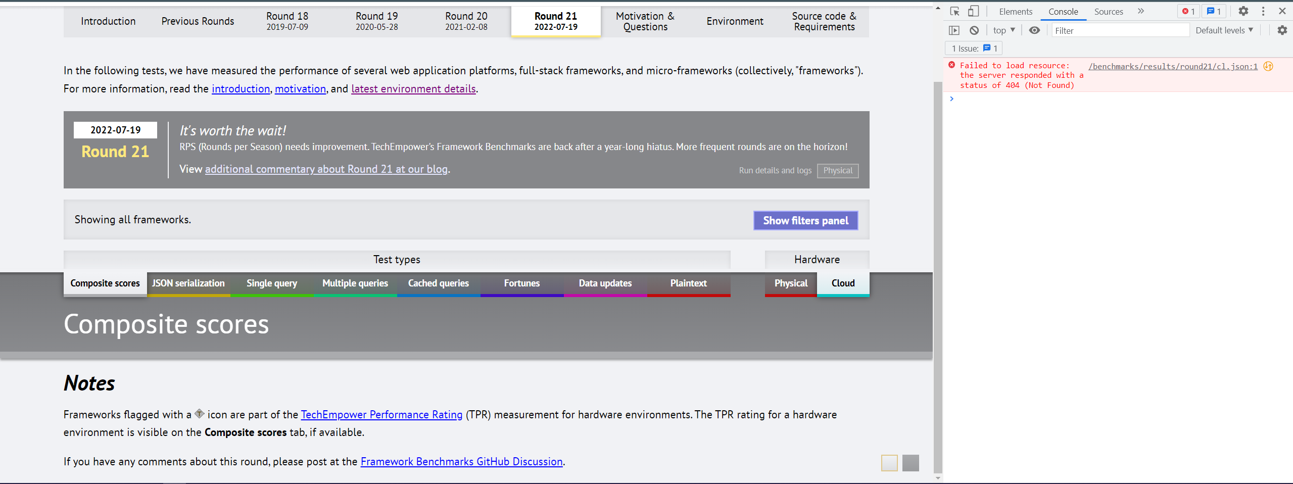 Round 21 cloud results not available · Issue #7796 · TechEmpower ...