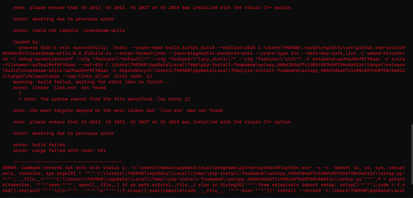 autopy install error · Issue #65 · steve1316/granblue-automation ...