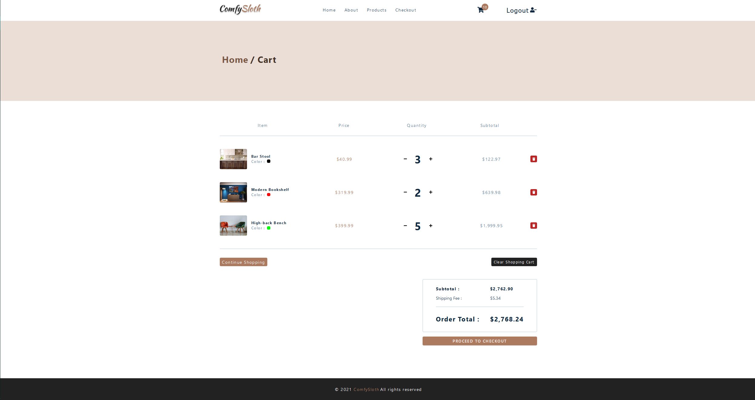 React-Comfy_Sloth-Shopping_Cart