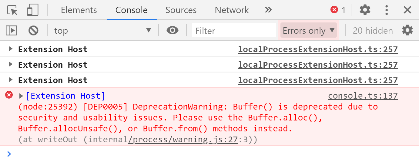 Errors logged in console window related to serialization of the