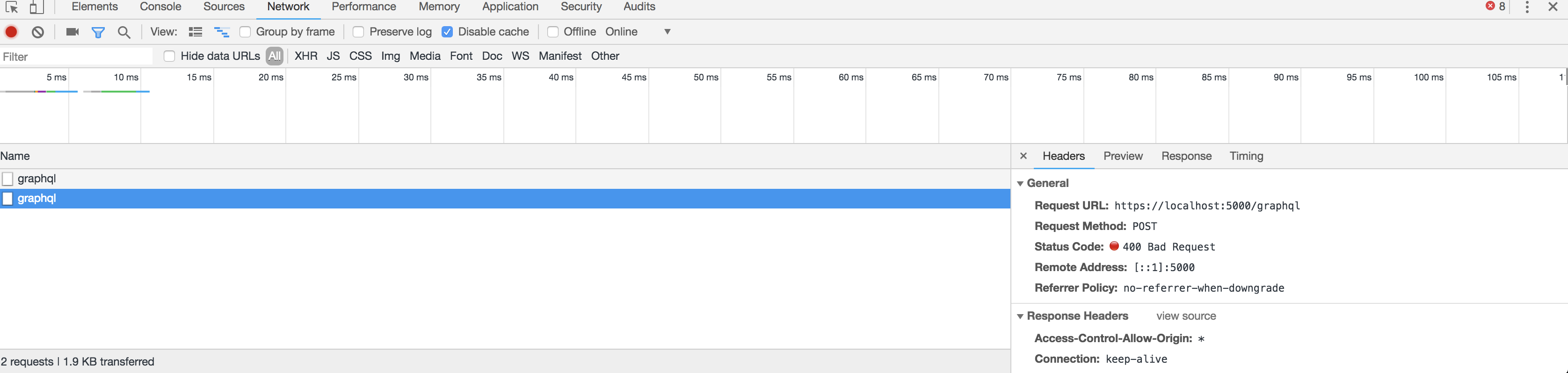 Apollo Mutation Returns Error Code 400 on POST and error 204 on the