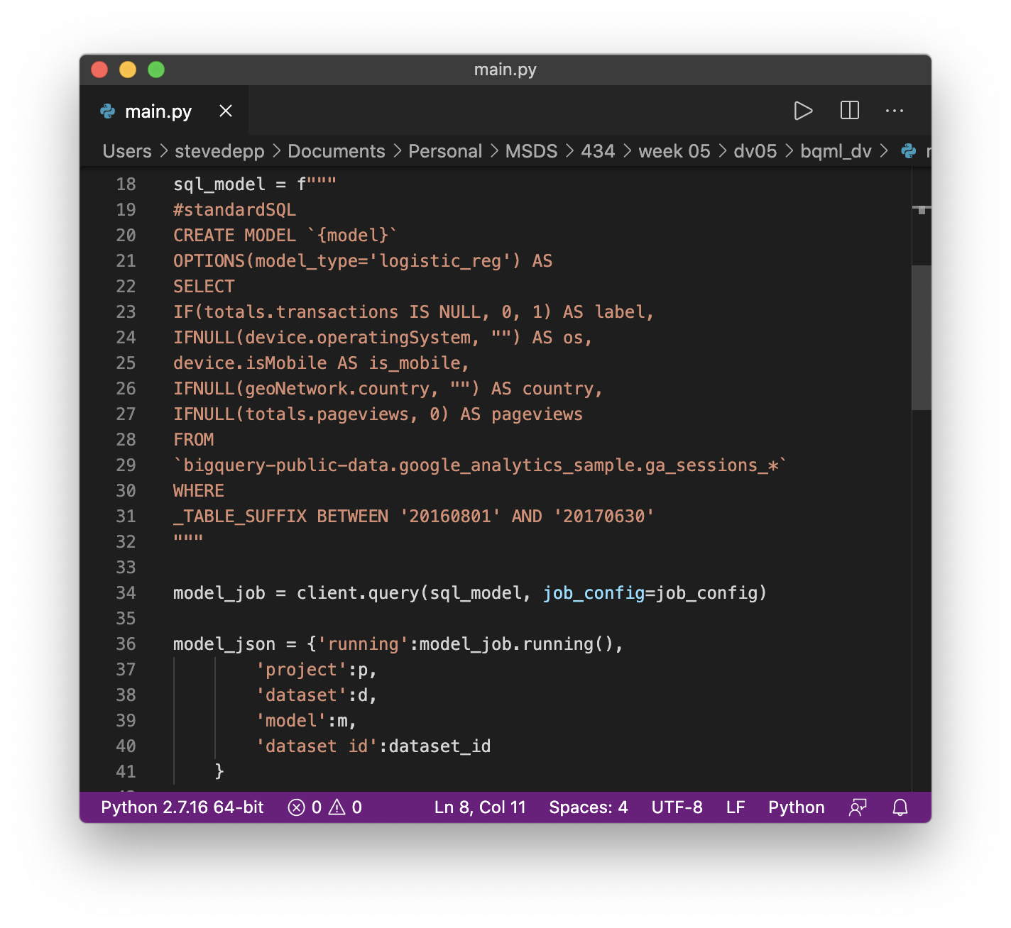 GitHub - stevedepp/bqml: a GCP BQ ML model to be deployed on GAE