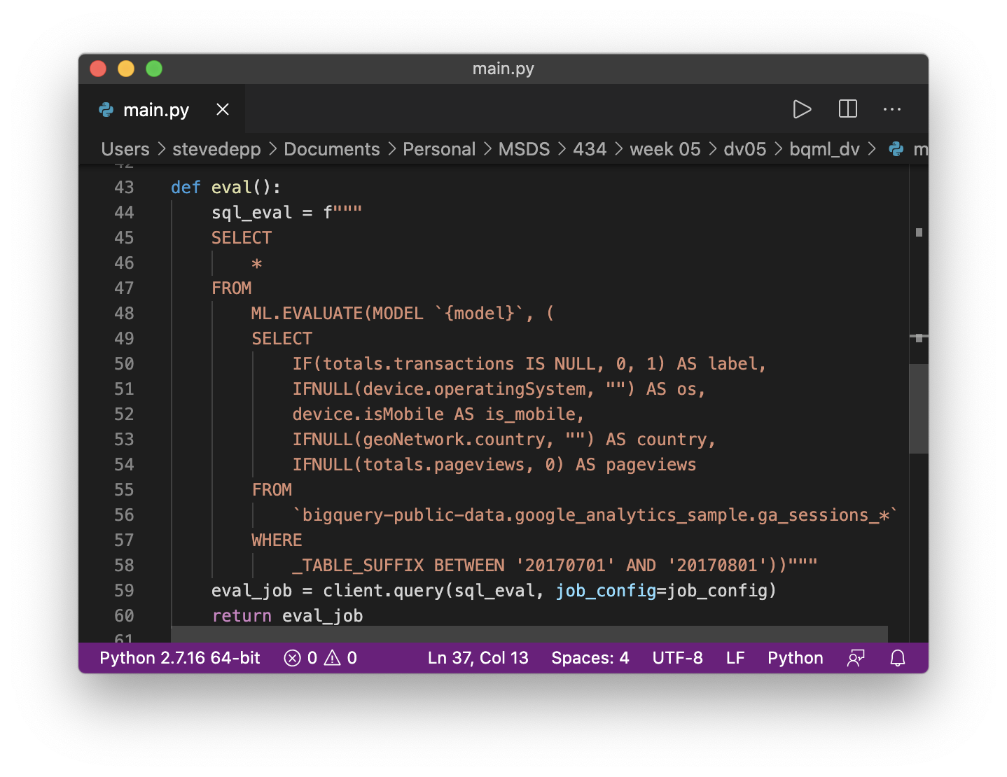 GitHub - stevedepp/bqml: a GCP BQ ML model to be deployed on GAE