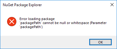 Creating a package fails with "packagePath cannot be null or whitespace ...