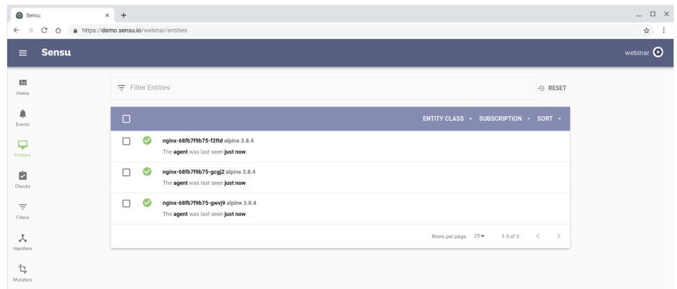 Sensu dashboard monitoring Kubernetes