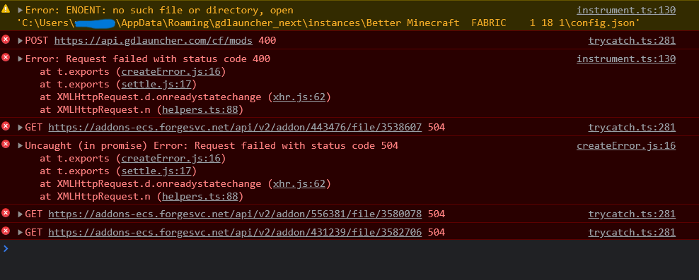 Can't install modpacks: 400 and 504 errors · Issue #1246 · gorilla-devs ...