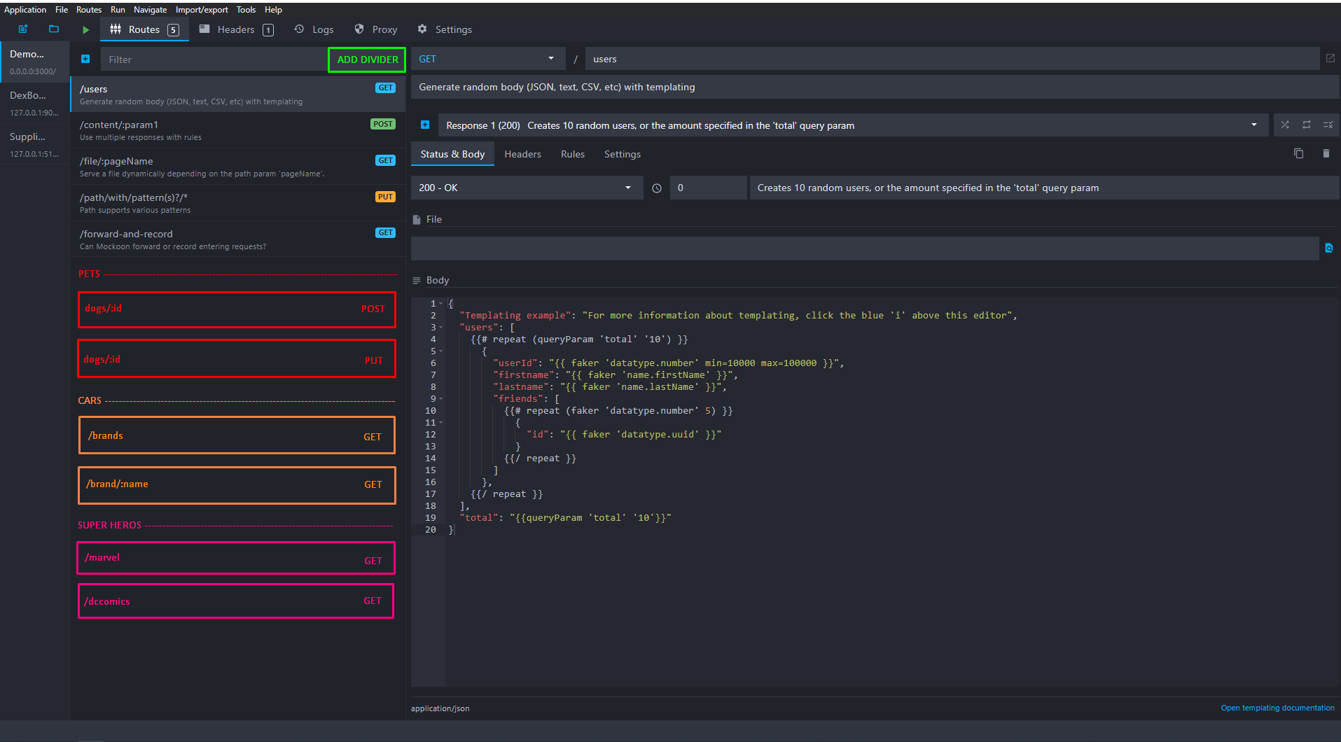 UI/UX - Route Grouping - Create Visual Dividers · Issue #826 · mockoon ...
