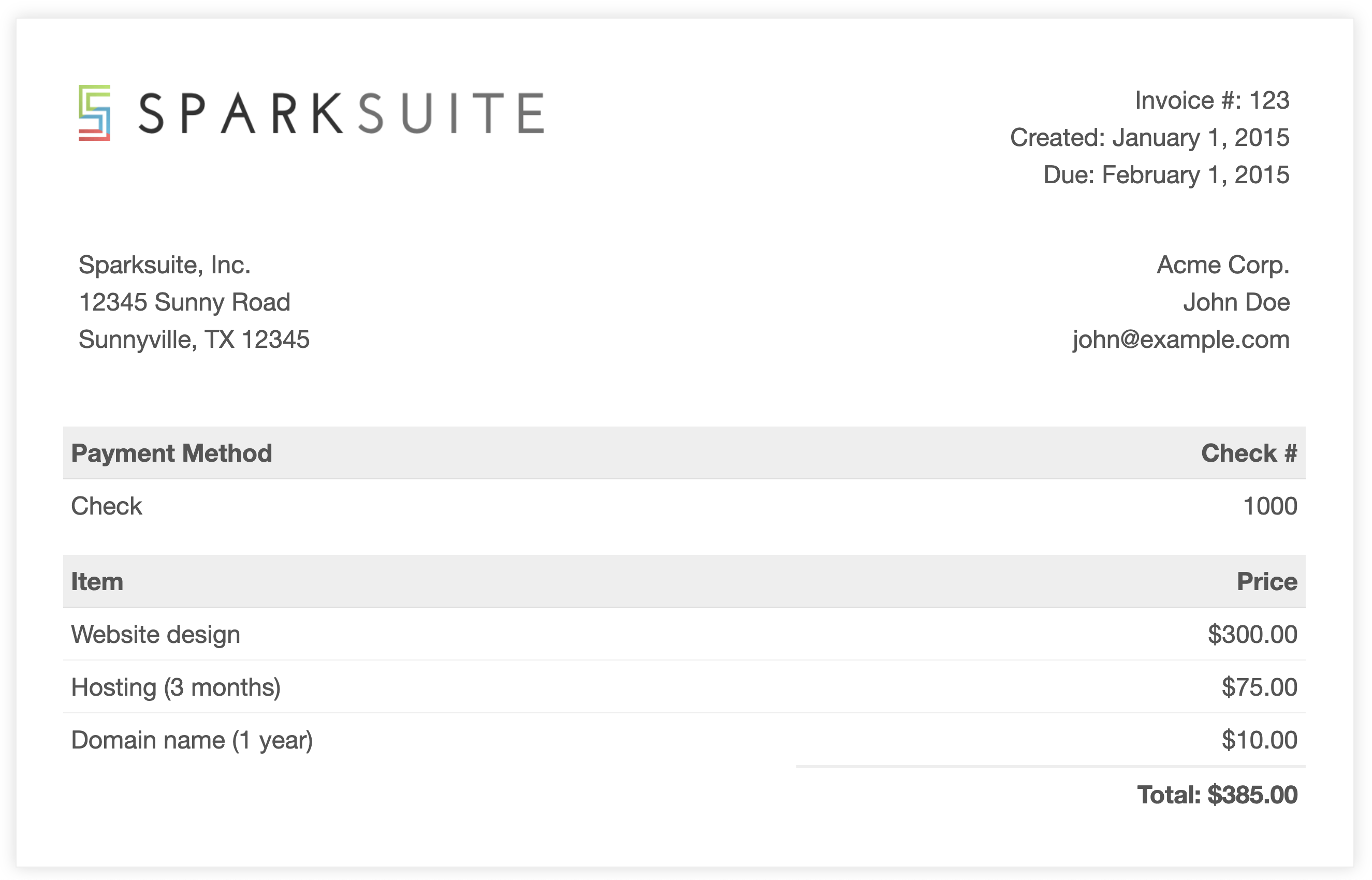 Simple html invoice template By Sparksuite Html Repositories
