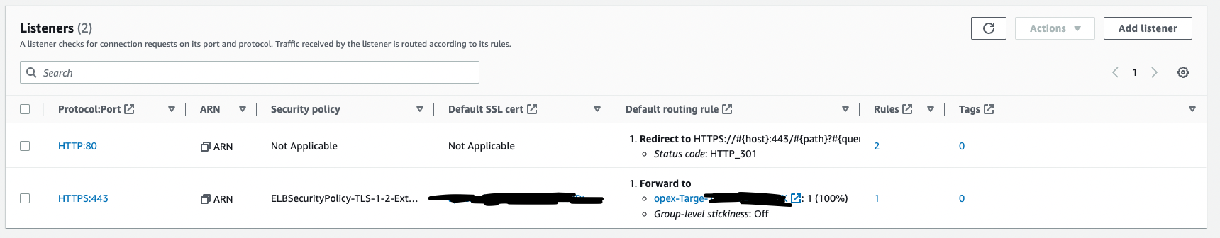Issue deploying: failed to update / one or more listeners not found ...