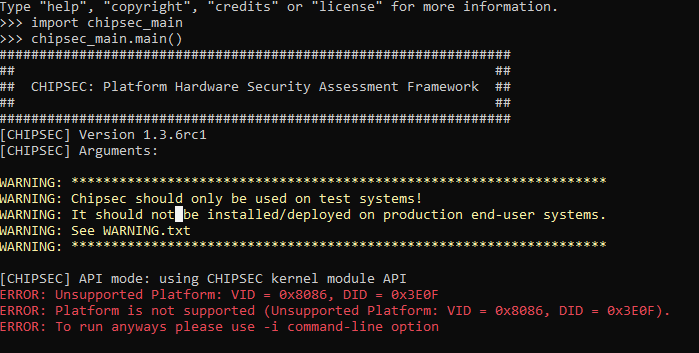 Unsupported platform - CFL-S · Issue #380 · chipsec/chipsec · GitHub