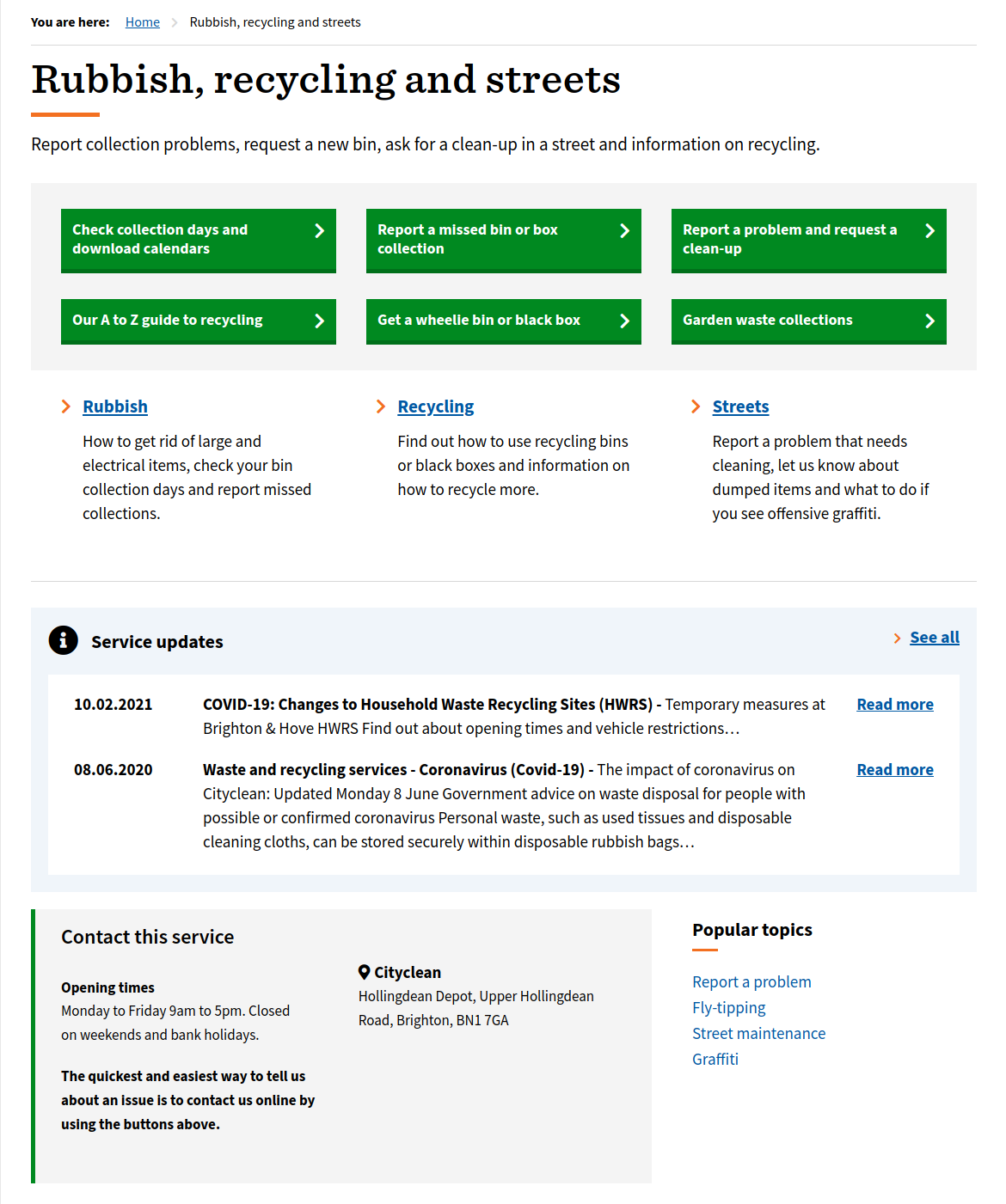 Brighton's Rubbish service page - see link above