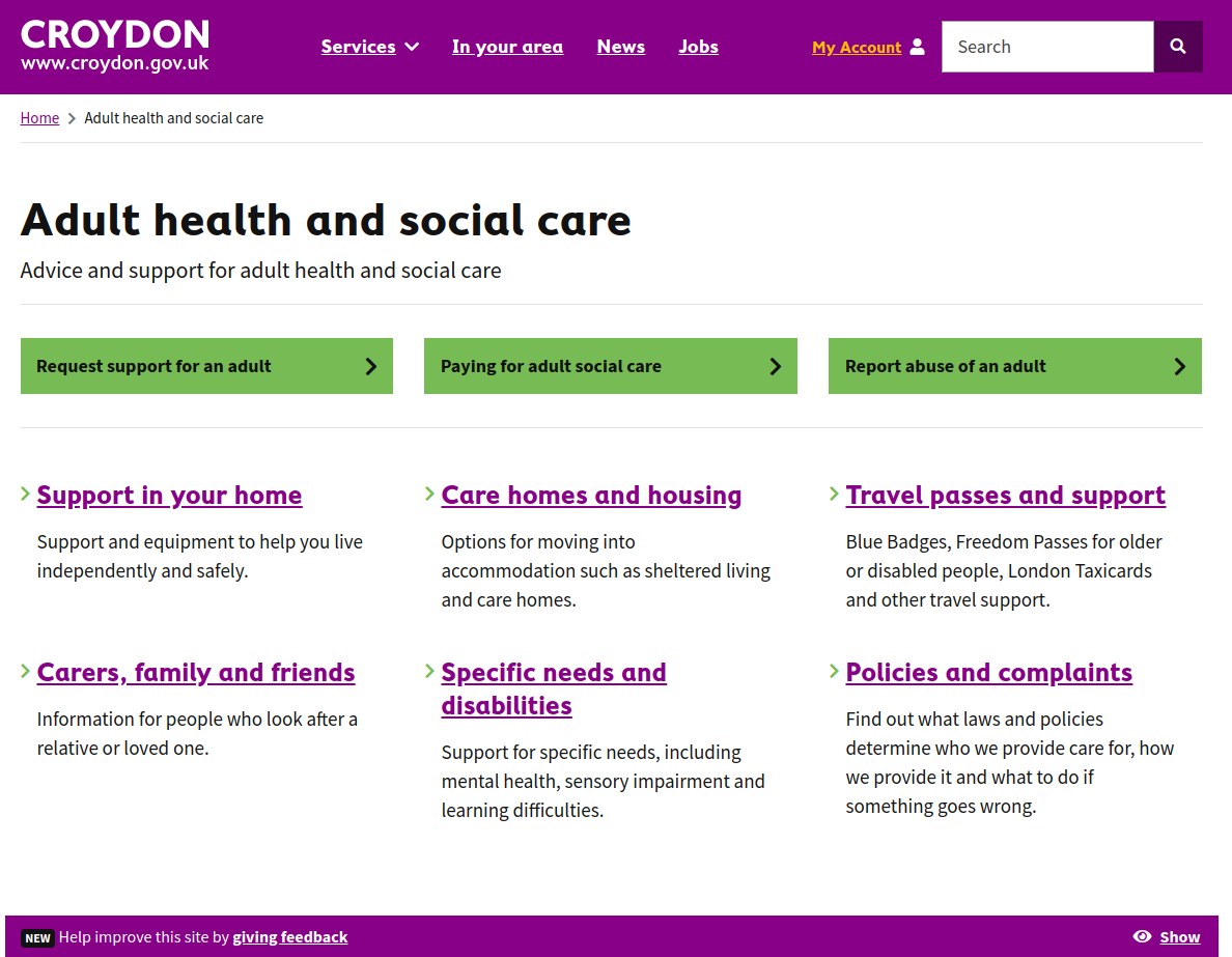 Croydon's Adult Health service page - see link above