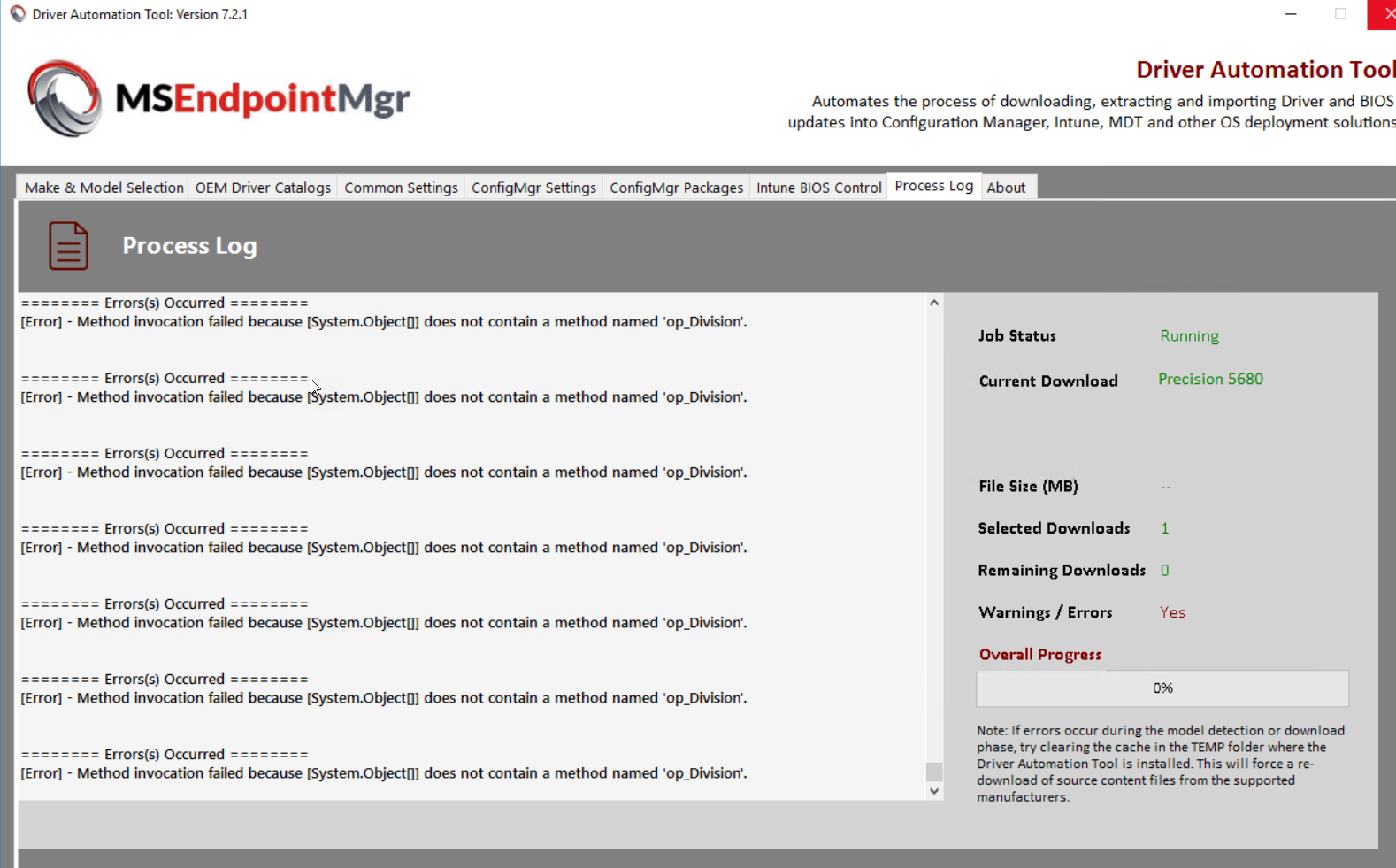 Problem with dell drivers issue 256 msendpointmgr