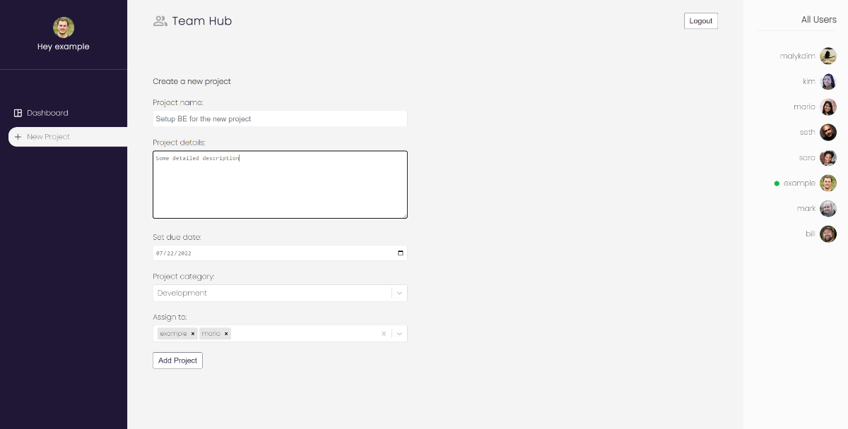 GitHub - malykdim/team-hub: Project management website created with ...