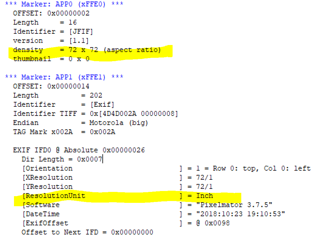 EXIF units in JPEG are ignored if JFIF resolution is present. · Issue ...