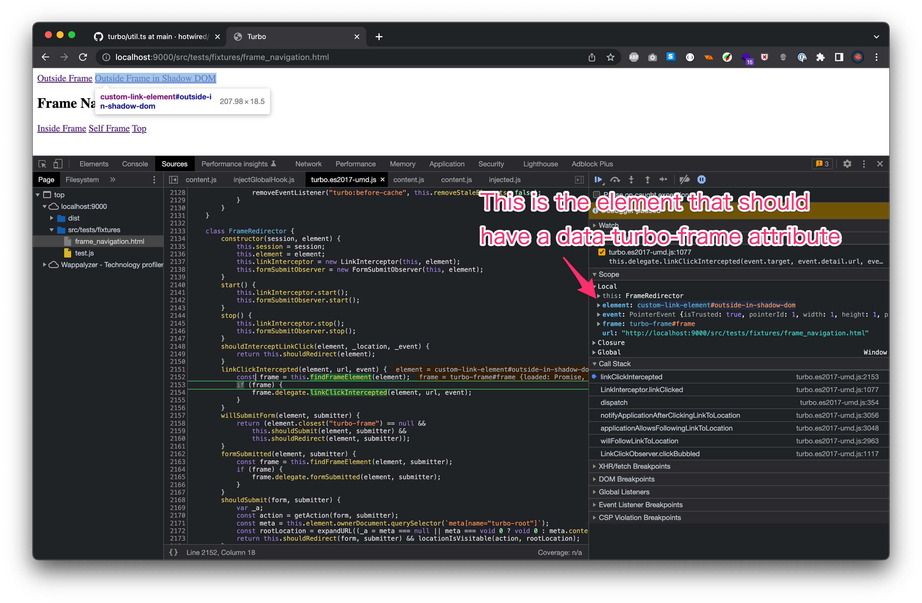 Turbo data attributes not working when on custom elements · Issue #801 ...