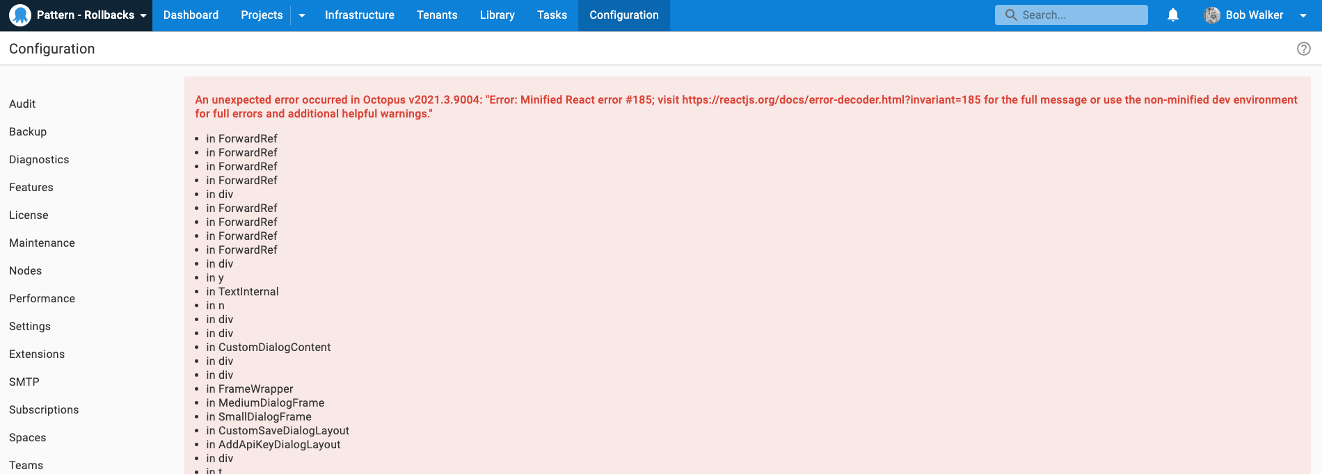 Attempting to set an API Key expiration date causes a react error ...