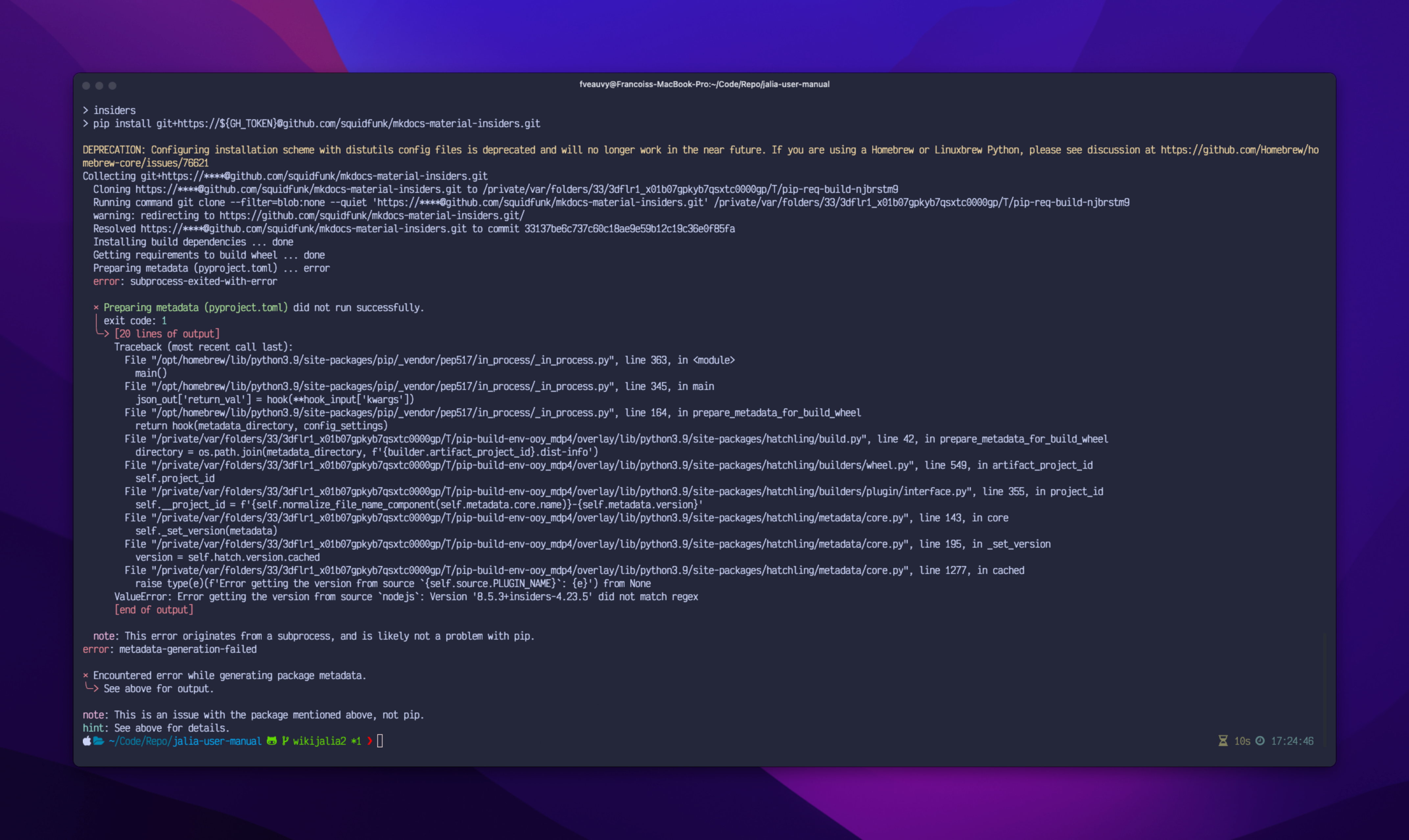 Error when upgrading material-mkdocs-insiders · Issue #4385 · squidfunk ...