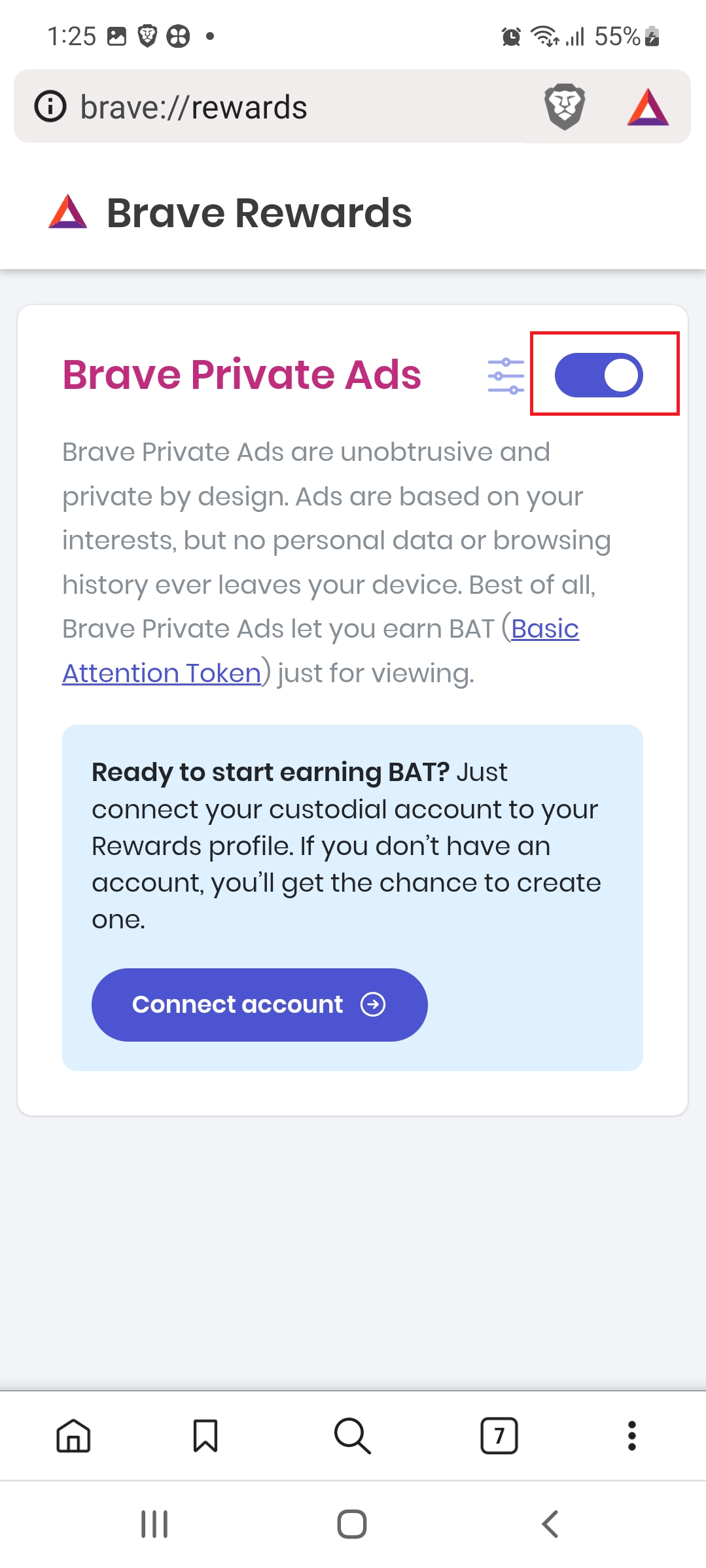 [Android] - Brave Rewards switch style/color is different in brave ...