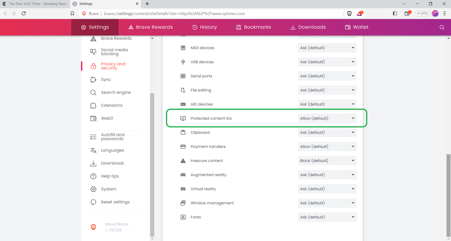 Icon is missing for `Protected content ID's` content settings · Issue