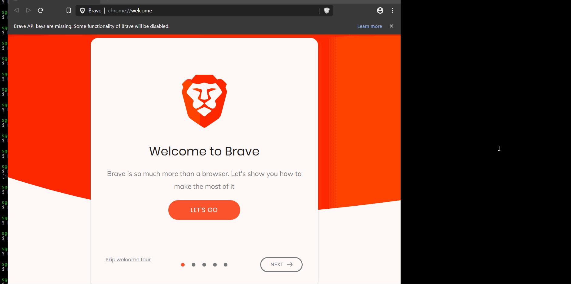 brave - all import options are not shown