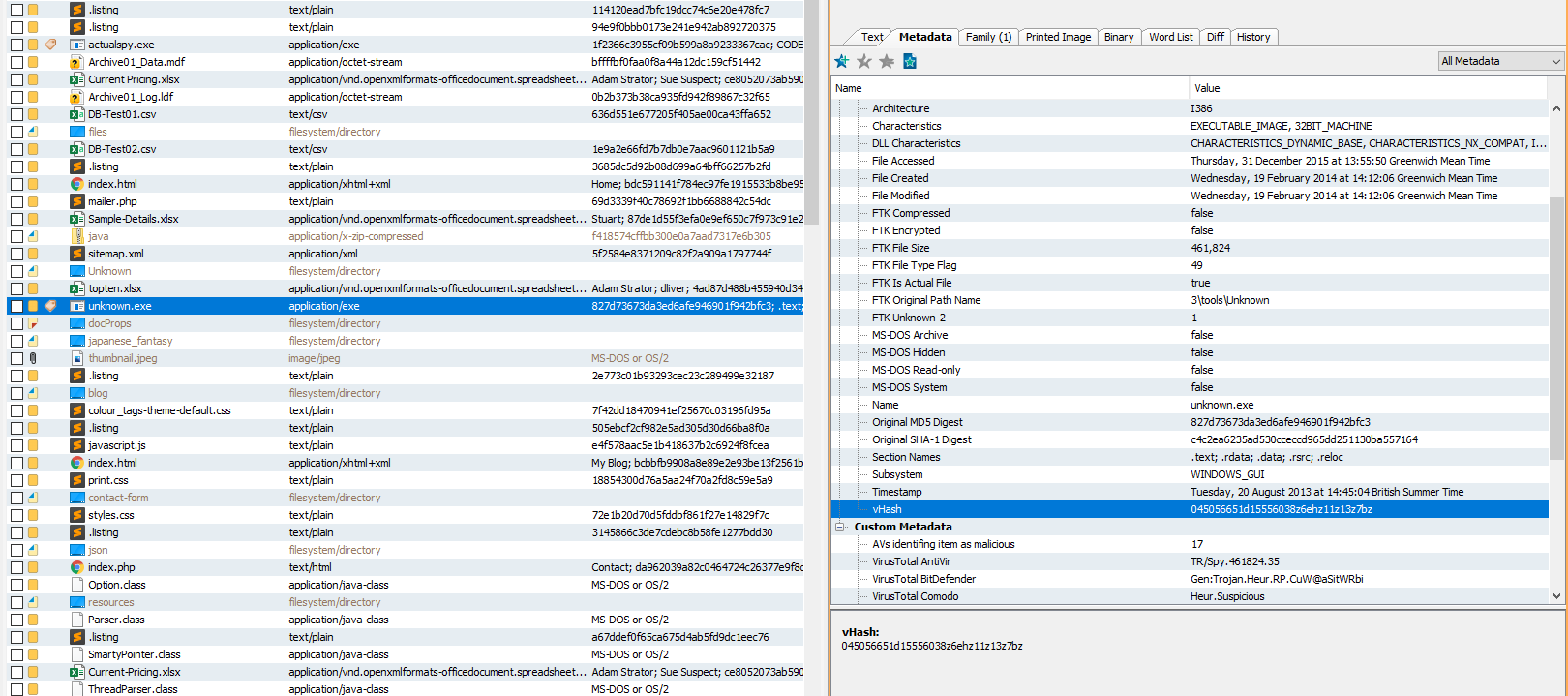 Matched item in Nuix Workstation