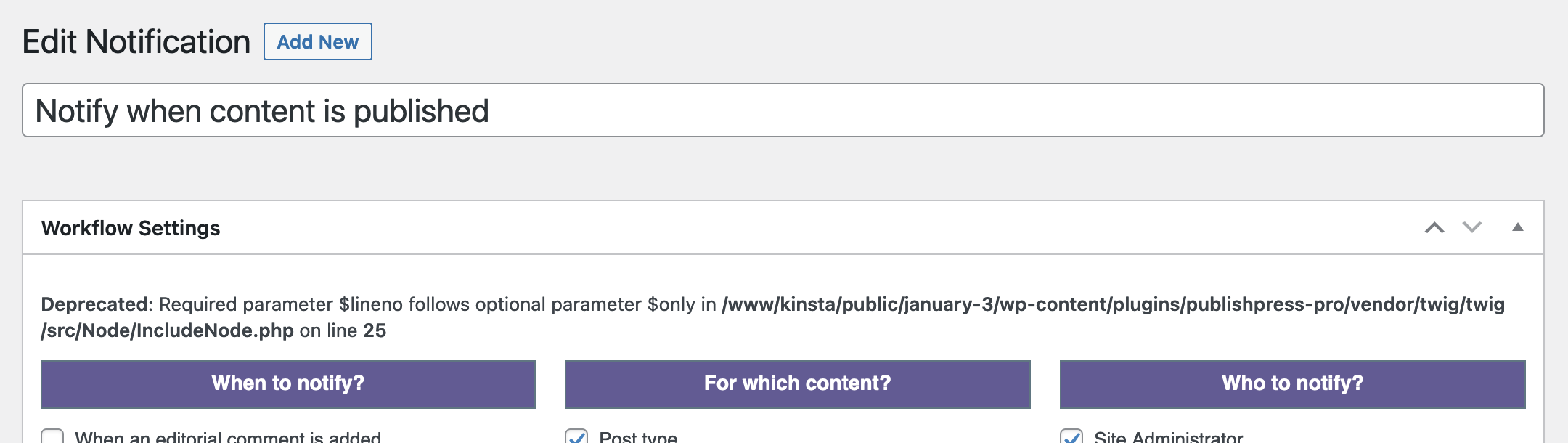 Deprecated: Required parameter $lineno · Issue #989 · publishpress ...