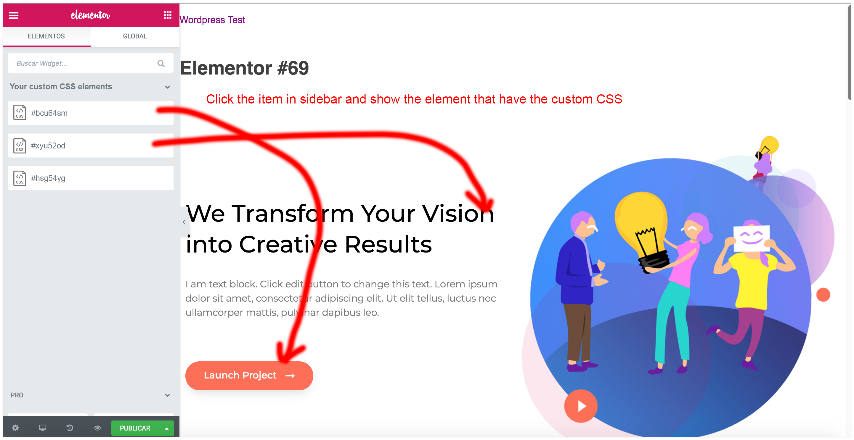 Show a list of all customized CSS to fast access to the element itself ...