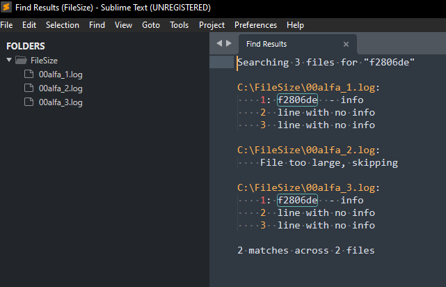 File too large, skipping - on search for a text inside text files with ...