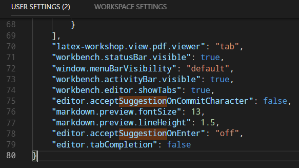 The Tab completion cannot be disabled by setting.json · Issue #63732 ...