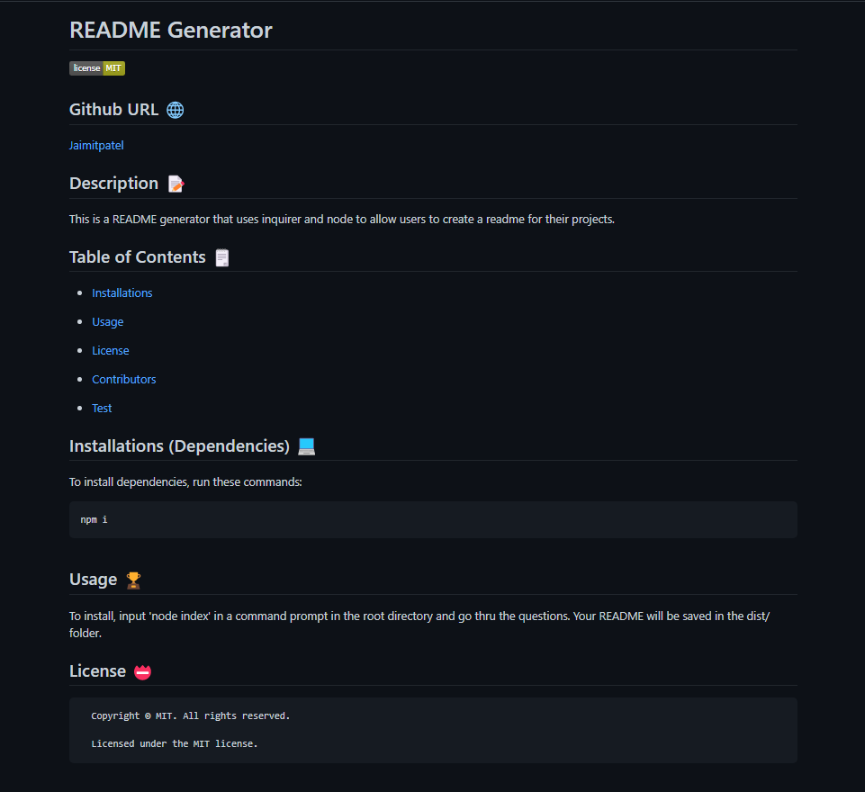 GitHub - jaimitpatel/Readme-Generator
