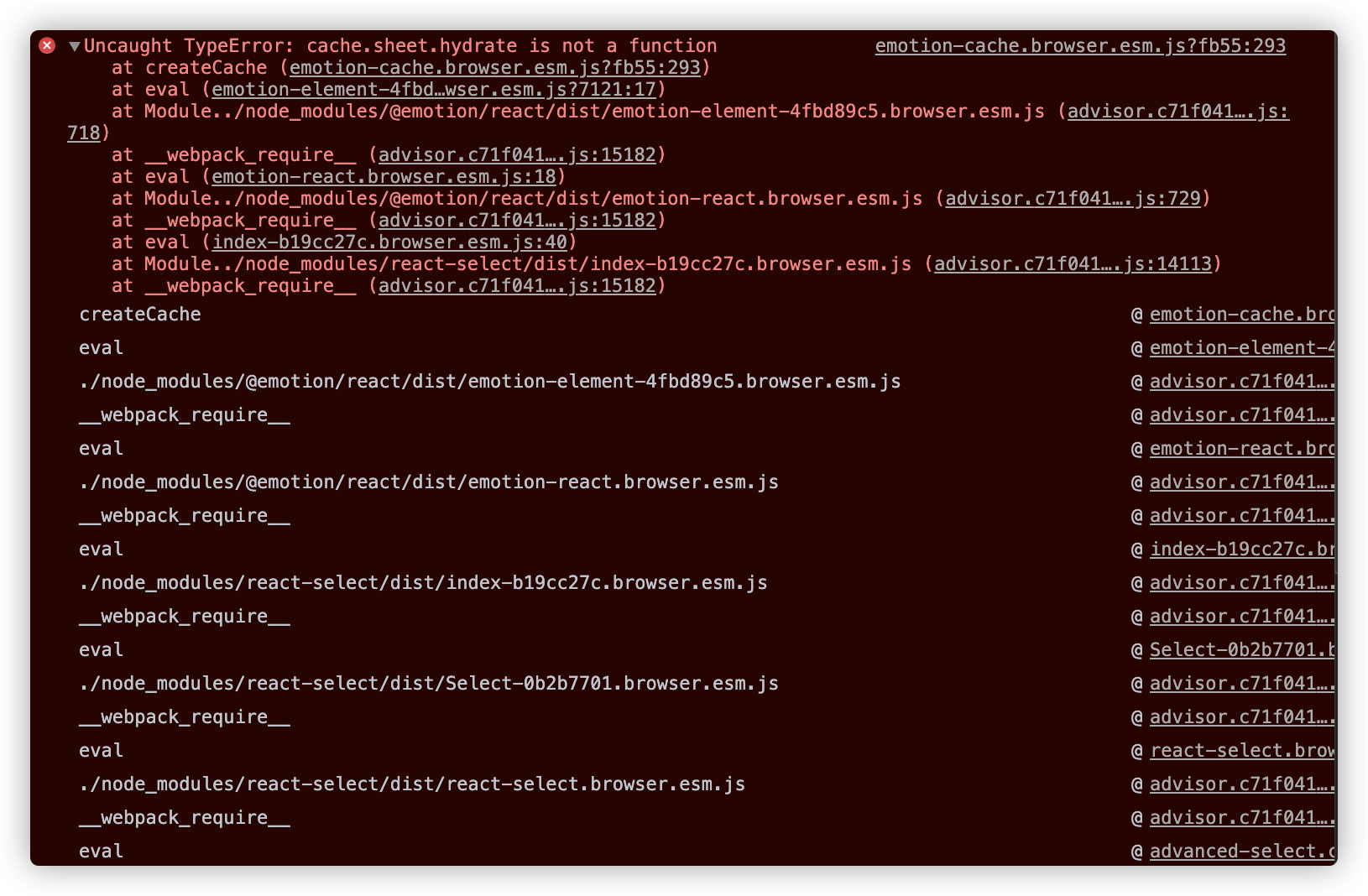 Uncaught TypeError: cache.sheet.hydrate is not a function · Issue #4451 ...